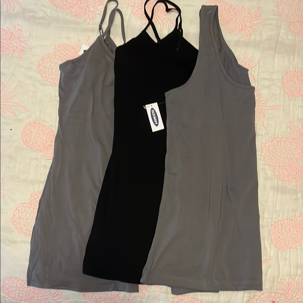 Old Navy Black and Gray Tank Tops
